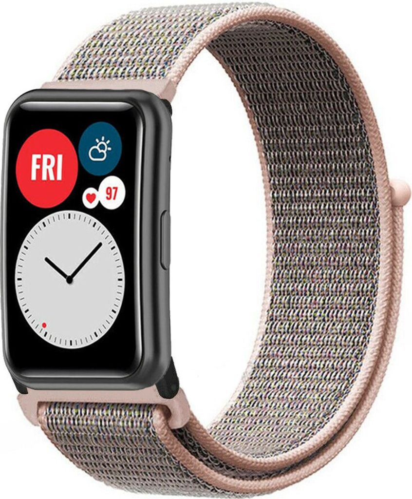 Strap-it Huawei Watch Fit New Nylonarmband (Rosa Sand)