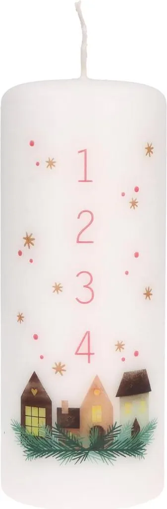 Bougie cylindrique de l'Avent pour décoration de table de Noël 15cm