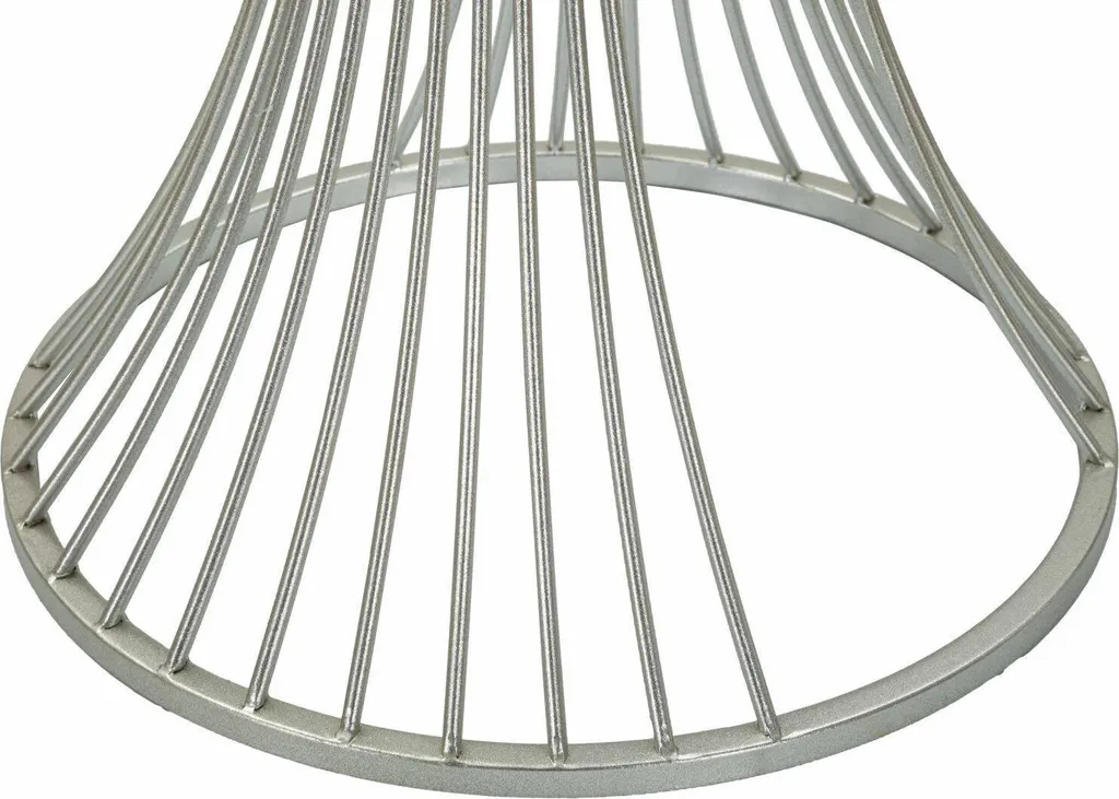 Table Basse Merli Argent 40x40x79h cm avec Base à Lignes Entrelacées