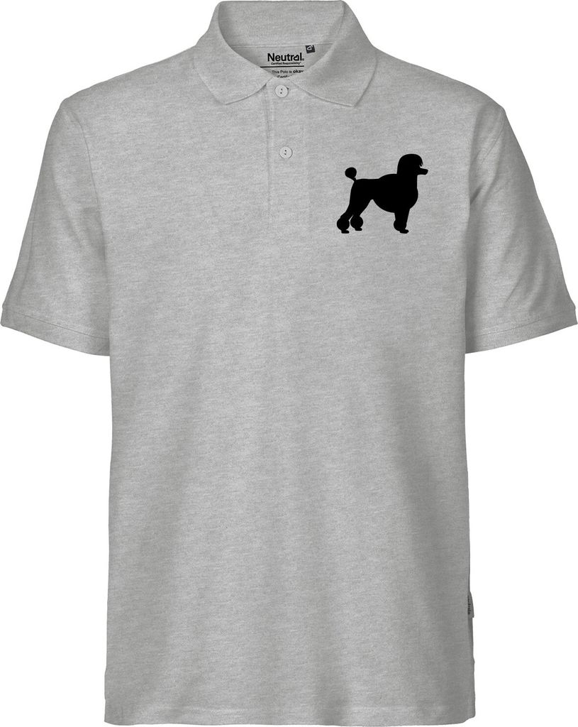 Huuraa Mens Poloshirt Pudel Silhouette Geschenk Größe XL Sport Grey Bio Baumwolle Fairtrade Pudel Präsent