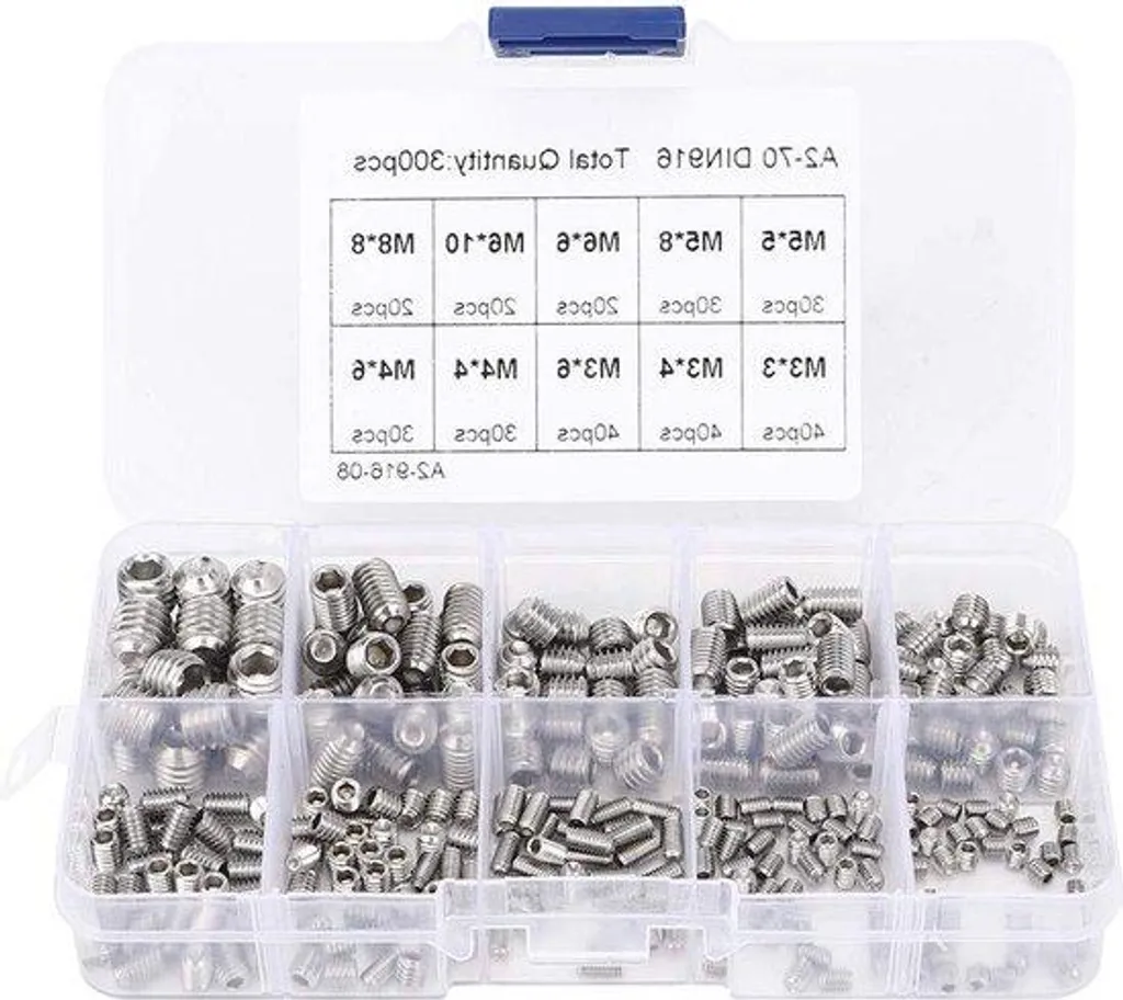 Écrous inox 304 M3-M8 contre la rouille, lot de 8 avec boîte d'organisation