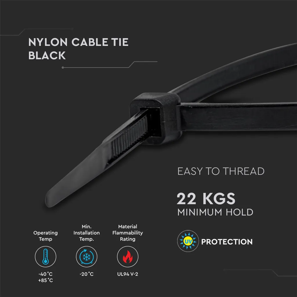 Fascette in Nylon 4.5x150 mm Nero - 100 Pezzi Professionali per Cablaggio - 6