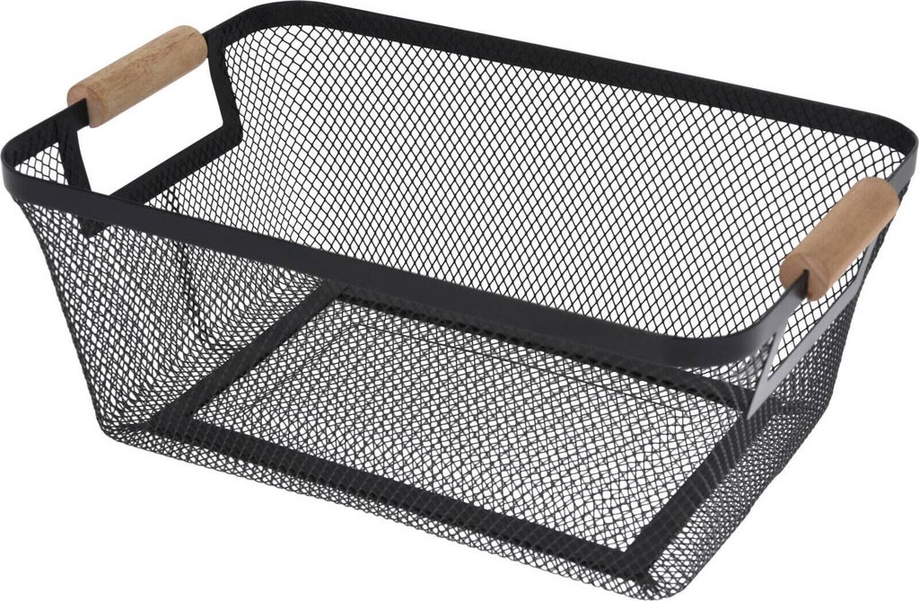 Kovový koš s dřevěnými rukojeťmi Obrázek produktu 