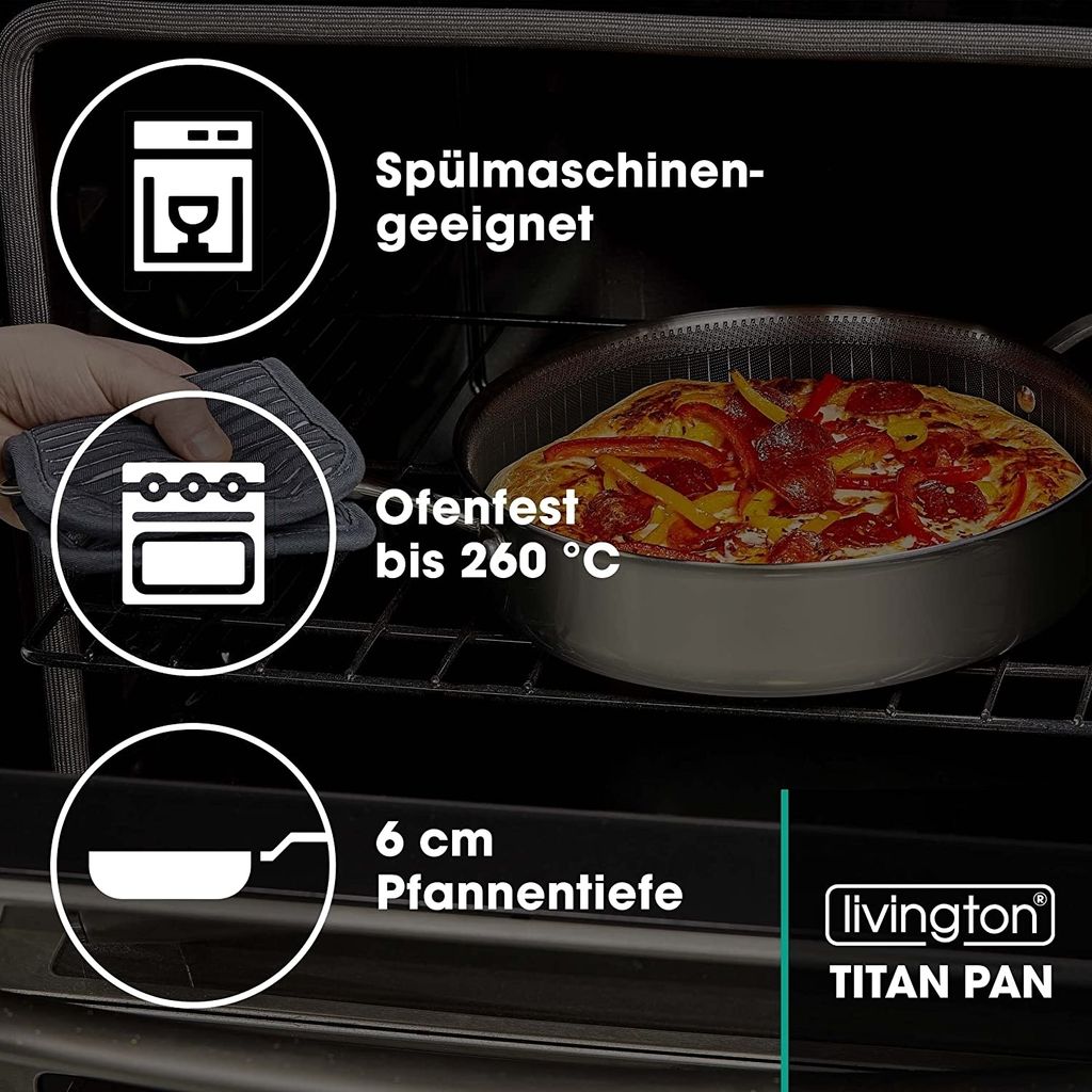Livington Titan Pan 28cm - Edelstahl Hochrand-Pfanne - Produktbild 3