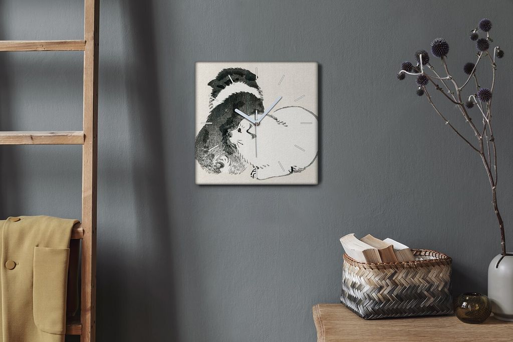 Coloray Hodiny Unikátní 30x30 cm Tiché hodiny Pro obývací pokoj a kuchyň Nástěnné hodiny Plátno Bílé ručičky hodin - Domácí psi