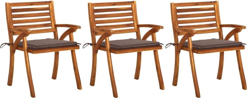 HOMMIE Outdoor-Stuhl ,Garten-Essstühle mit Kissen 3 Stk. Massivholz Akazie Relaxsessel Armlehnstuhl & schlichten Design