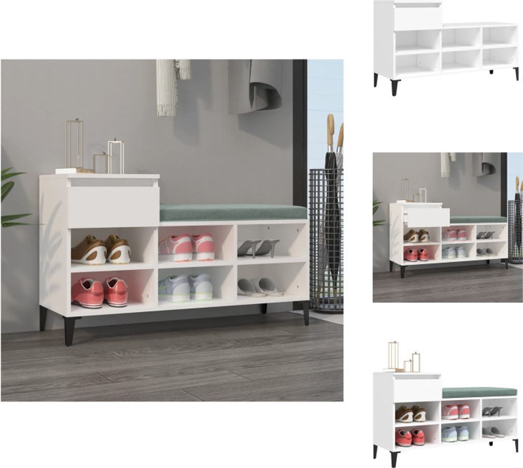 vidaXL Schuhregal Weiß 102x36x60 cm Holzwerkstoff - Schuhregale & -schränke