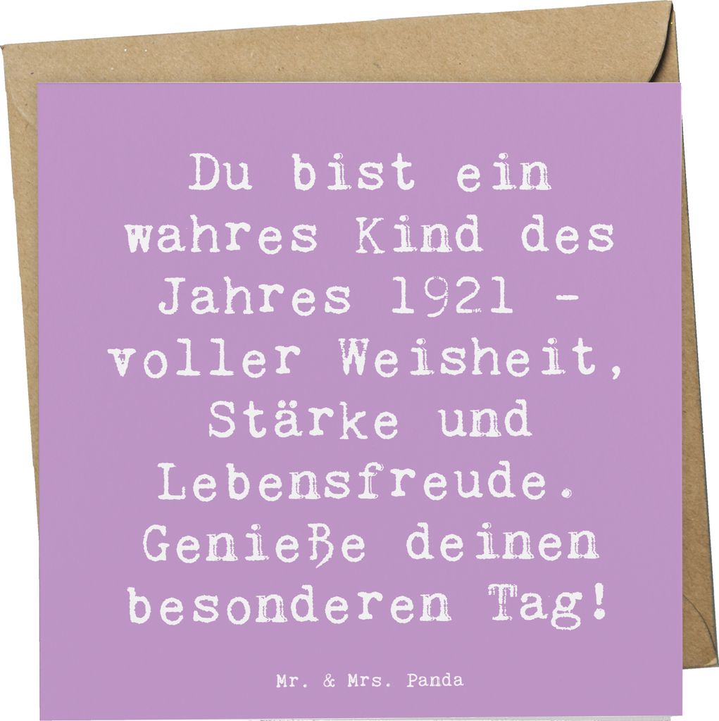 Mr. & Mrs. Panda Klappkarte Spruch 1921 Geburtstag Freude - Lavendeltraum - Geschenk, Happy Birthday, Glückwunsch, Nostalgie, doppelkarte, Alter, ...