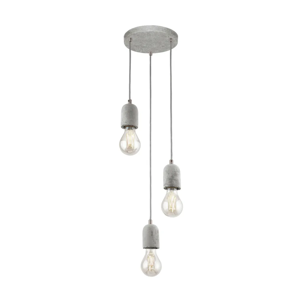 Suspension EGLO SILVARES 95523 béton gris 3x60W pour design industriel