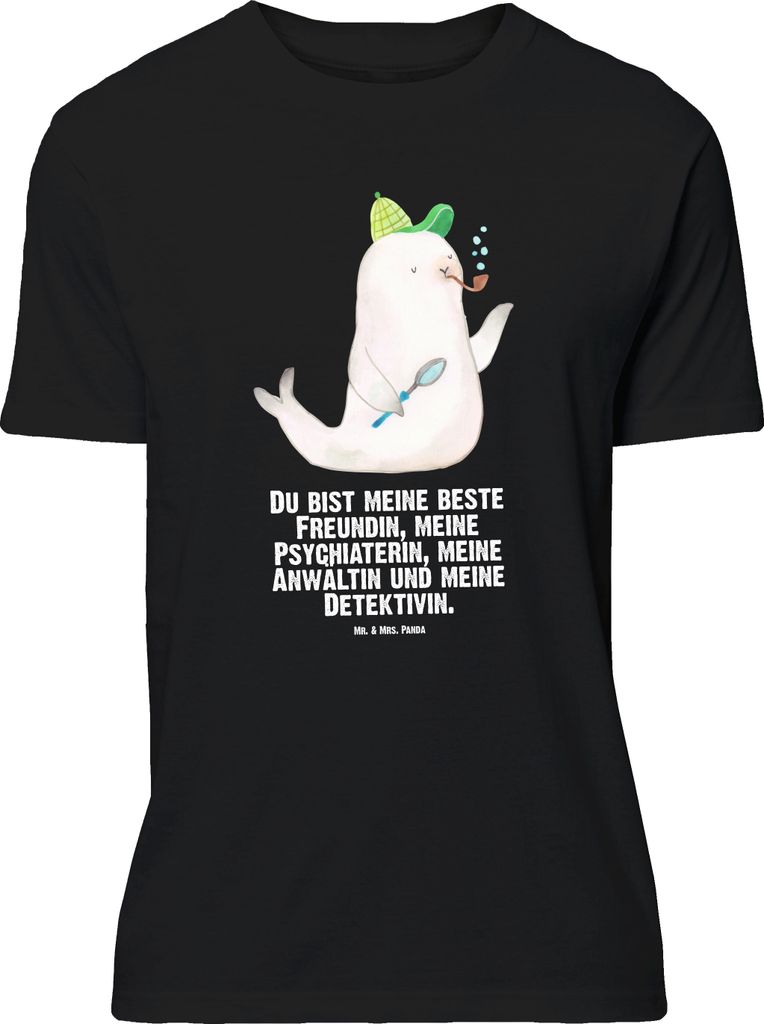 Mr. & Mrs. Panda Größe XL T-Shirt Robbe Sherlock - Schwarz - Geschenk, Shirt, Tshirt, mit Spruch, Lustige Sprüche