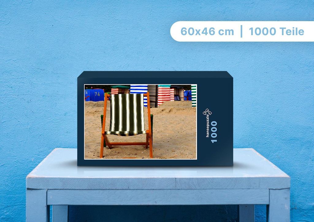 hansepuzzle 97461 - Strandstuhl Puzzle, 1000 Teile, Natur, 60,0 x 46,0cm mit hochwertiger Aufbewahrung, Kartonbox und wiederverschließbarem Beutel