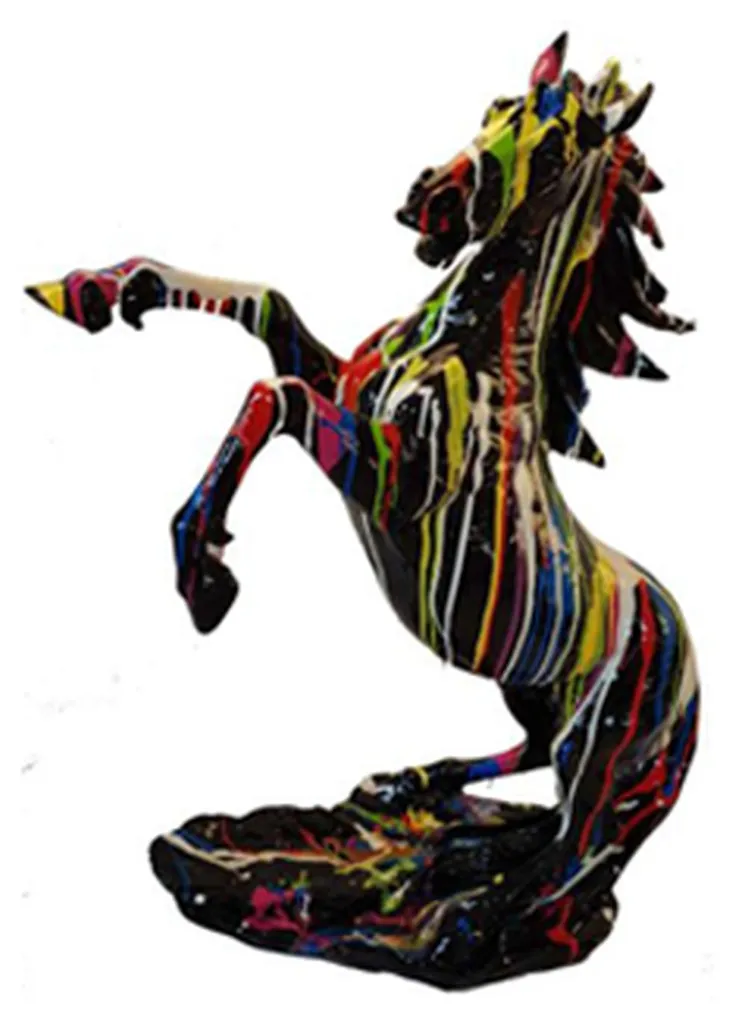 Sculpture Chevaux en Plastique sur Support 92cm - Statue Cheval Design