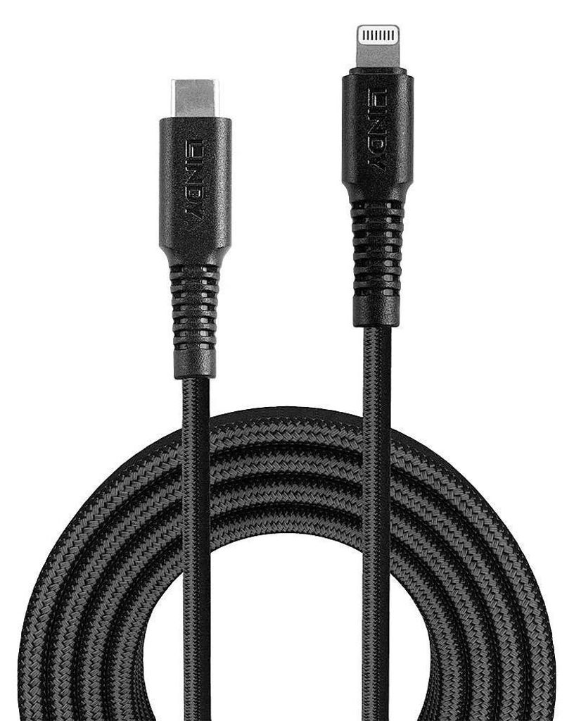 LINDY 3m verstärktes USB Typ C an Lightning Ladekabel