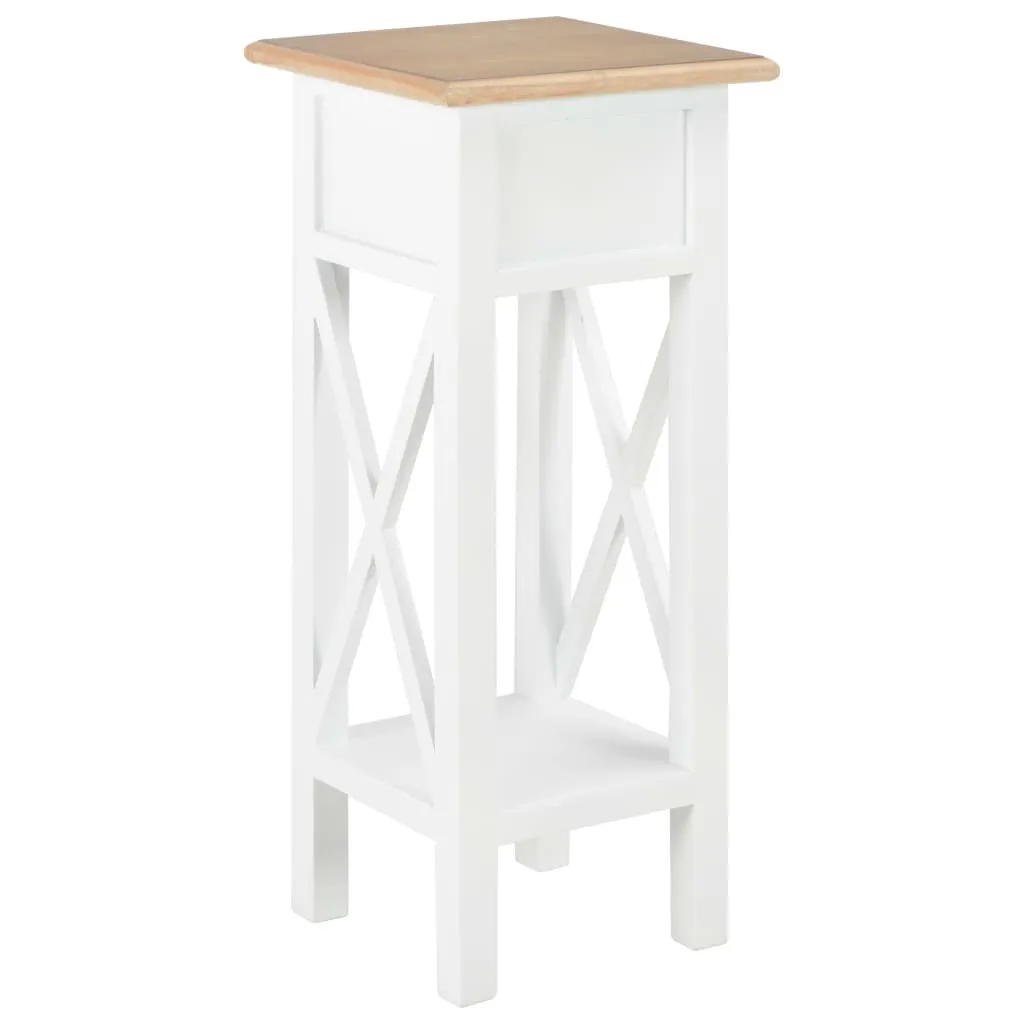 Mobiletto Bianco Stretto 27cm | Tavolino Alto Legno Pino The Living Store