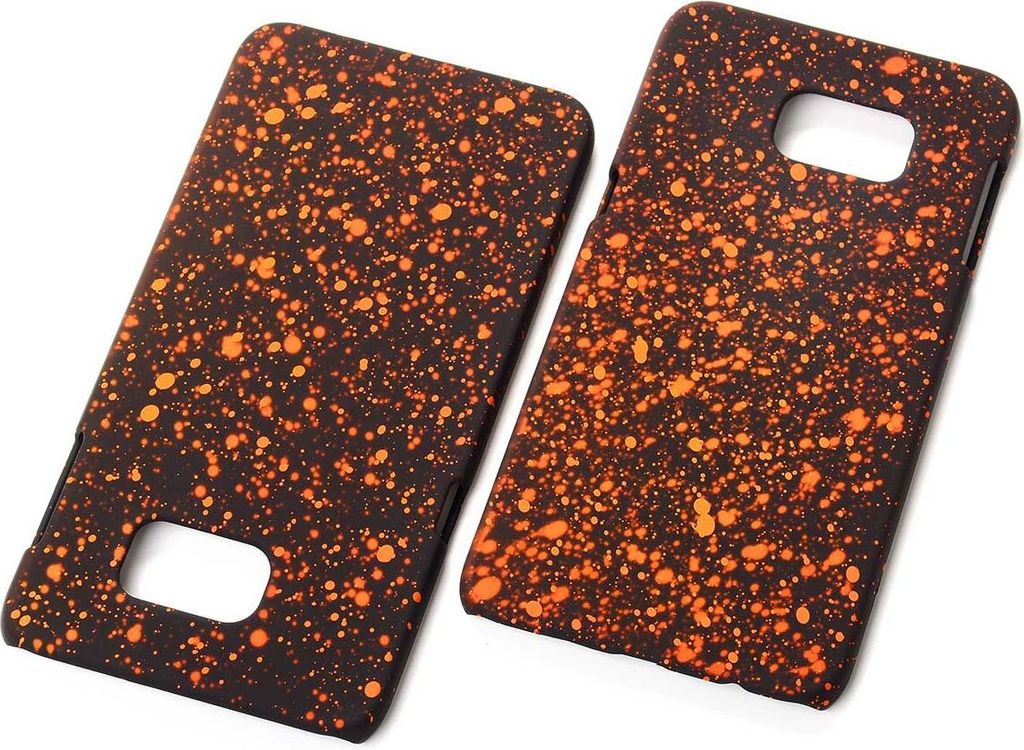 Handy Hülle Schutz Case Bumper Schale für Samsung Galaxy S6 Edge Plus 3D Sterne Orange