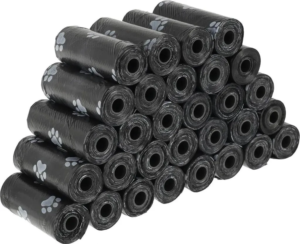 Sacs à crottes biodégradables et étanches pour chiens - Pack de 450 unités noires