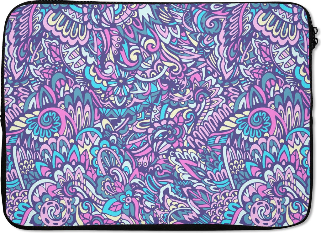 MuchoWow Laptop Hülle 13 Zoll Paisley - Vintage - Rosa - Blau - Muster Laptoptasche - Laptophülle - Sleeve - Rundumschutz