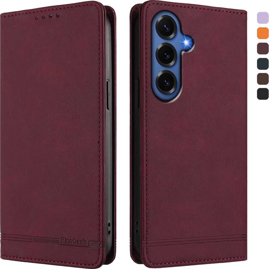 Hülle für Samsung Galaxy S26+, Retro Kunstleder Ständer Klapphülle mit Kartenfächer und Magnetische Rot