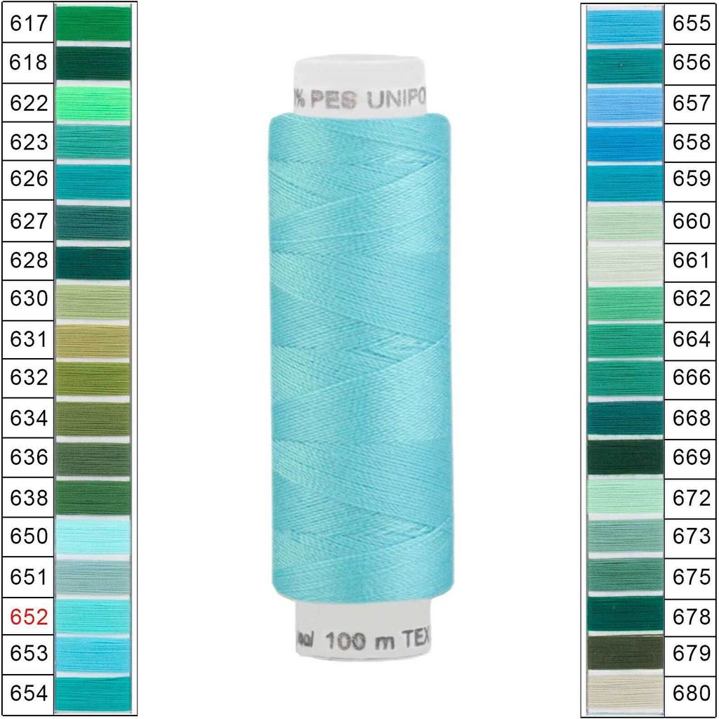 Nähgarn 100m Unipoly 120 Tex14x2 Polyester Nähfaden Nähmaschinengarn Farben 4v6 , Farbe:652