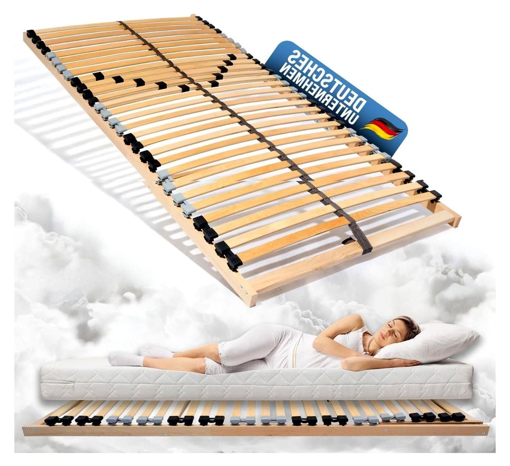 Lattenrost starr Ergo NV 100 x 200 cm 7-Zonen 28 Leisten Mittelzonenverstellung, Härtegrad einstellbar für Doppelbetten - geeignet für alle Matr...