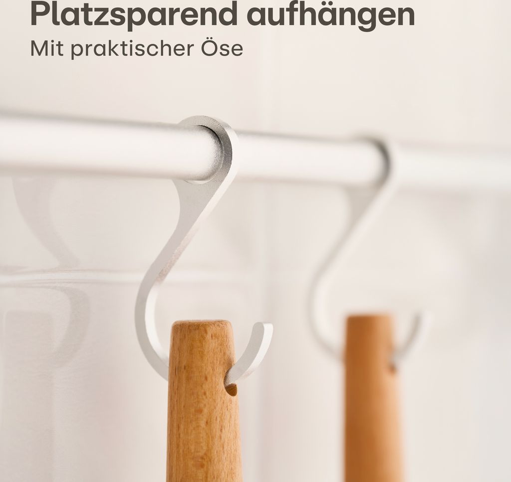13-teiliges Silikon-Kochutensilien-Set Mit Halter – Hitzebeständig, BPA-frei, Mit Holzgriffen