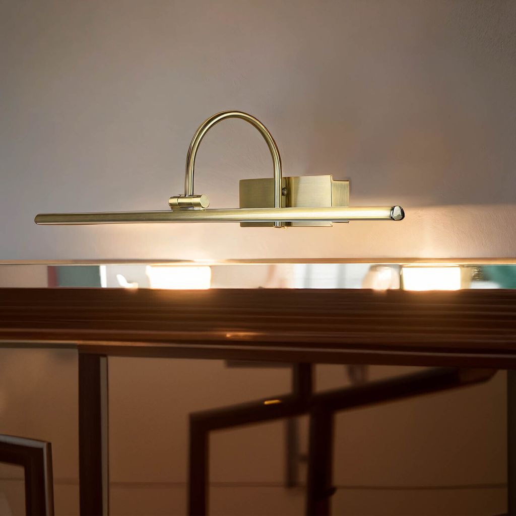 Bilderleuchte in Messing LED verstellbar Jugendstil B: 60 cm Wandlampe Bilderlampe Spiegelleuchte