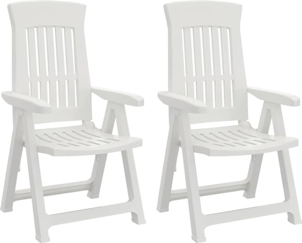 vidaXL Gartenstühle 2 Stk. Verstellbar Weiß PP