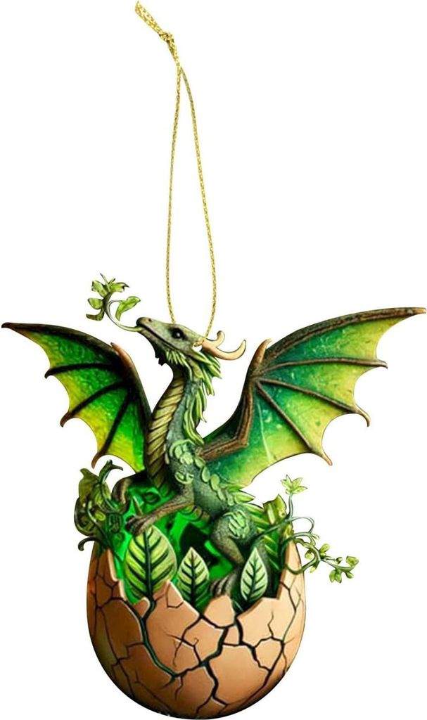 Elementardrache-Weihnachtsornament, 2D-Drachenanhänger aus Acryl, Auto-Innenraum, Baum-Hängedekoration, Geschenk für Drachenliebhaber