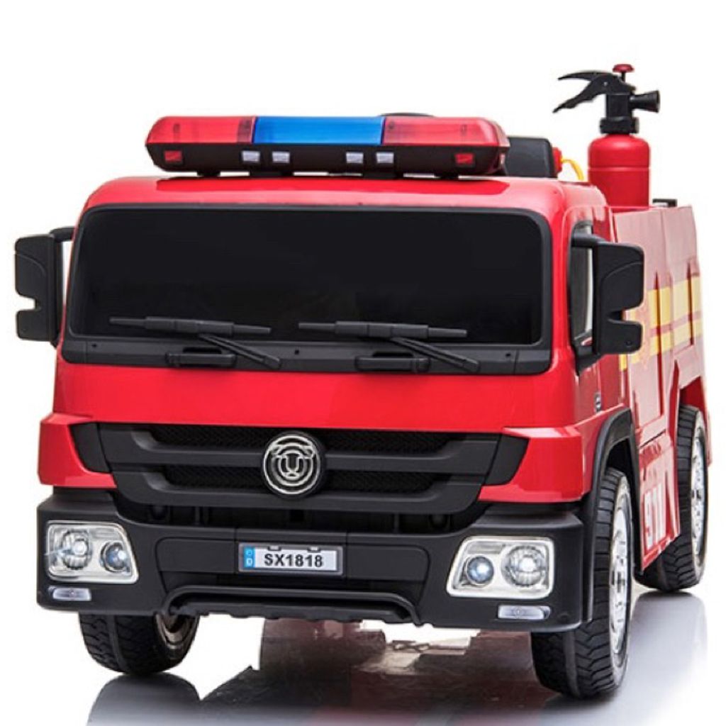 FINOOS Feuerwehr - Kinder Elektro Auto mit Fernbedienung - Bremsautomatik - 12V Motor - Sicherheitsgurt Kinder Fahrzeug elektrisch - Kinderelektroauto