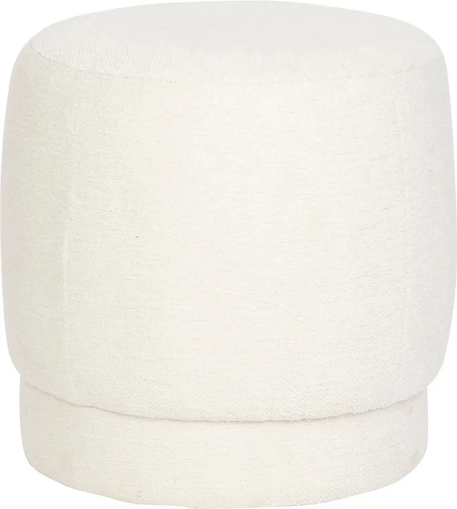 Pouf Adeline Texture Bouclée Blanche Ø 39 cm - Confort et Design Doux