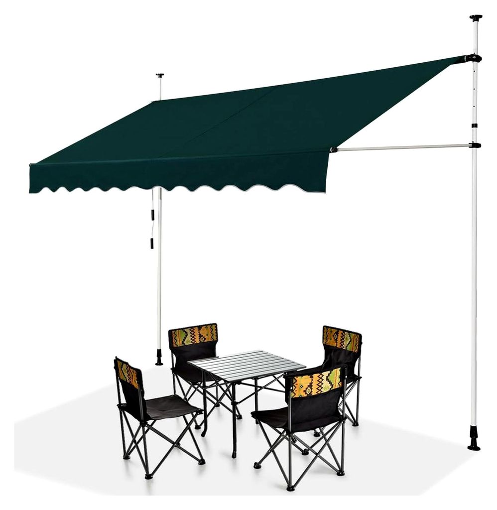 Klemmmarkise 300 cm breit, Balkonmarkise ohne Bohren, UV-beständig, höhenverstellbar, wasserabweisend, Markise mit Handkurbel, Sonnenschutz für ...