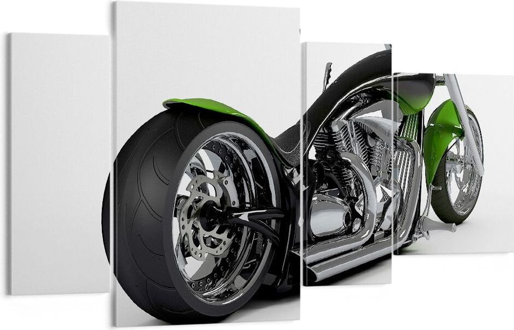 Bild auf Leinwand - Leinwandbild - Motorrad Chrom Schlauch Reise - 120x70cm - Wand Bild - Wanddeko - Leinwanddruck - Bilder - Kunstdruck - Wanddeko...
