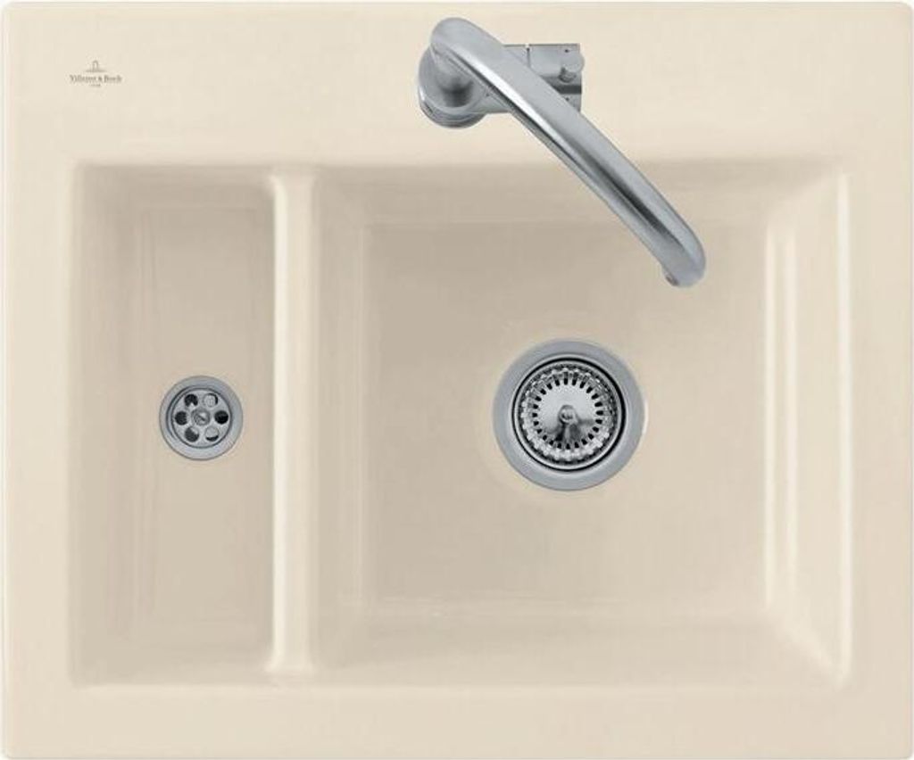 V&B bündige Spüle Subway 60 XM Flat m Abl.garn, Handbetätigung, stone white