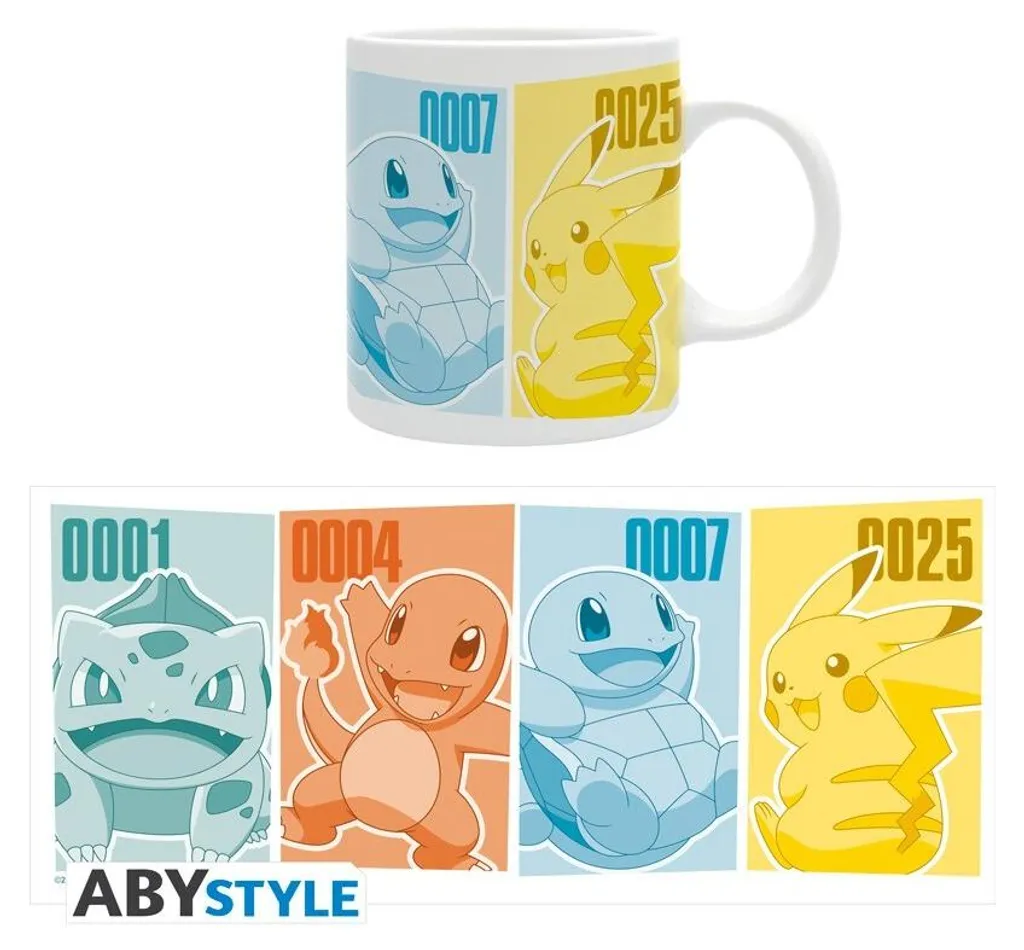 Tazza Gaming Pokemon 320ml Pikachu & Starters Kanto | Vetroceramica
