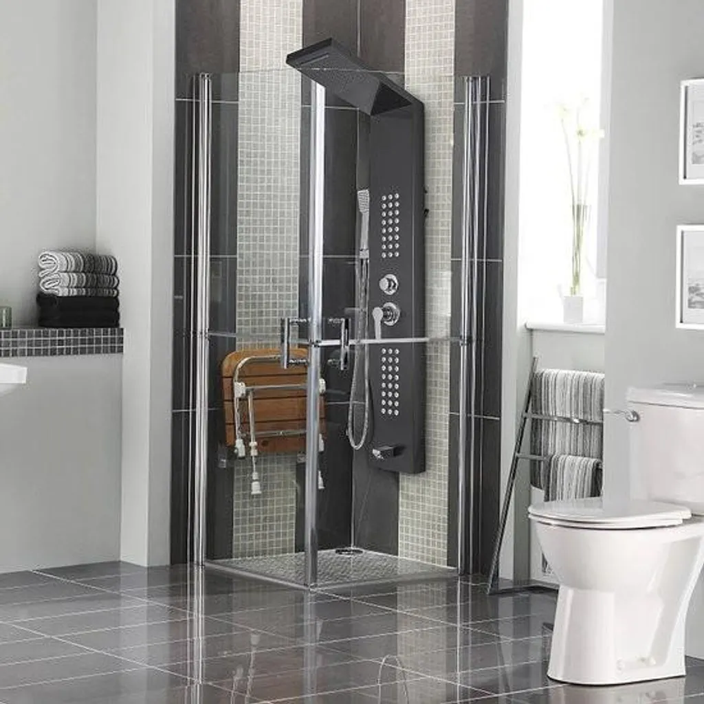 Panneau de Douche Hydromassant Noir à LED - Ensemble Complet Cascade Spa - 4