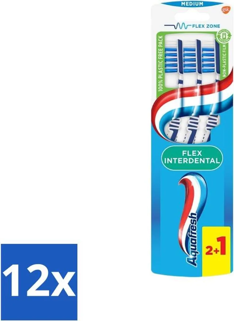 Aquafresh Flex Spazzolino Interdentale Medio 12 Pezzi - Offerta Risparmio