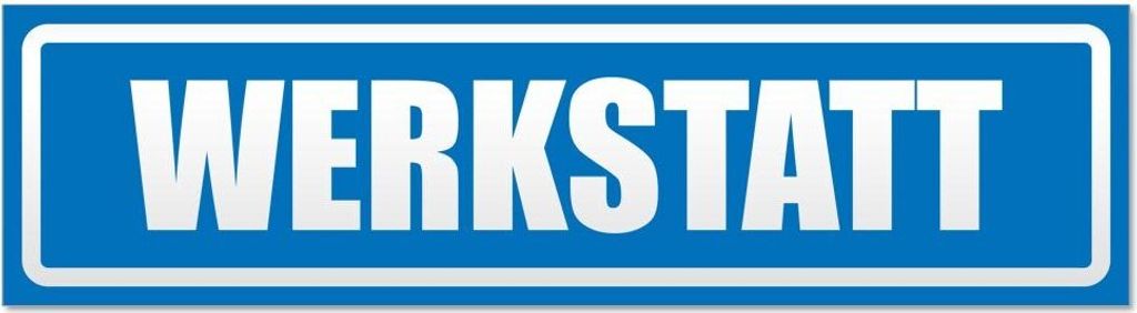 Kiwistar Werkstatt invertiert Magnetschild Schild magnetisch - 30cm Blau - Magnetfolie für Auto PKW Kfz