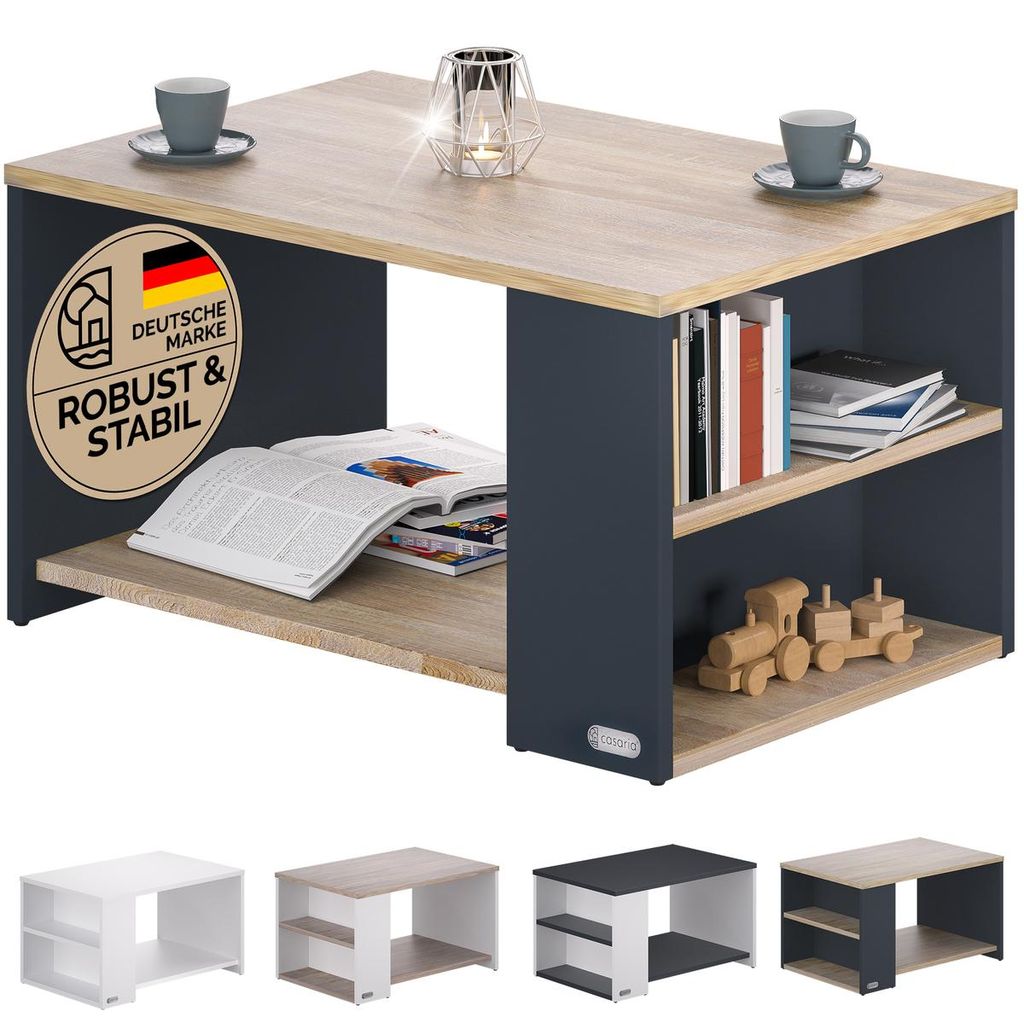 CASARIA Couchtisch mit Stauraum Holz-Grau Produktbild 