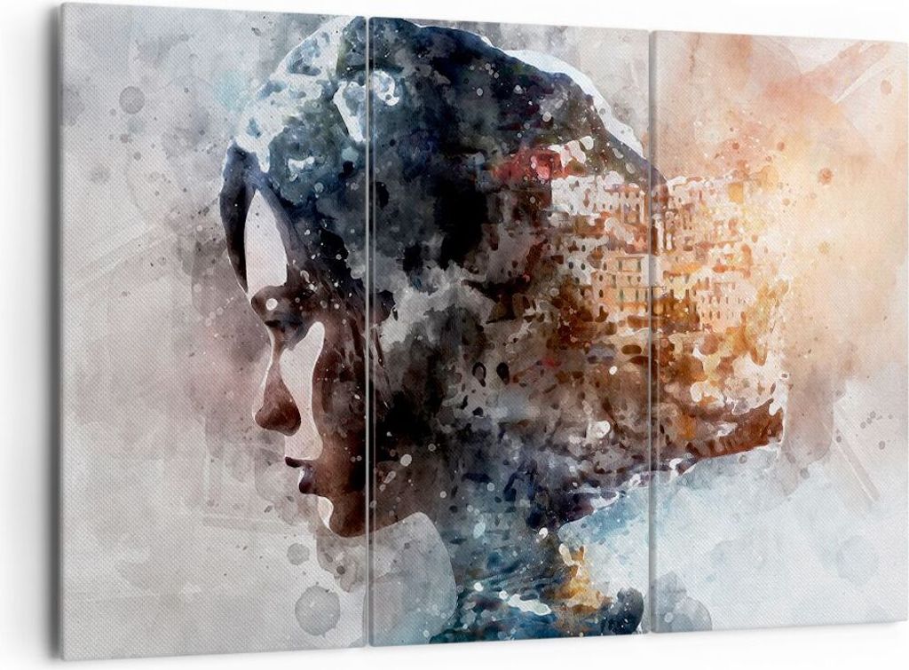 Bild auf Leinwand - Leinwandbild - Frau Abstraktion - 165x110cm - Wand Bild - Wanddeko - Leinwanddruck - Bilder - Kunstdruck - Wanddekoration - Lei...