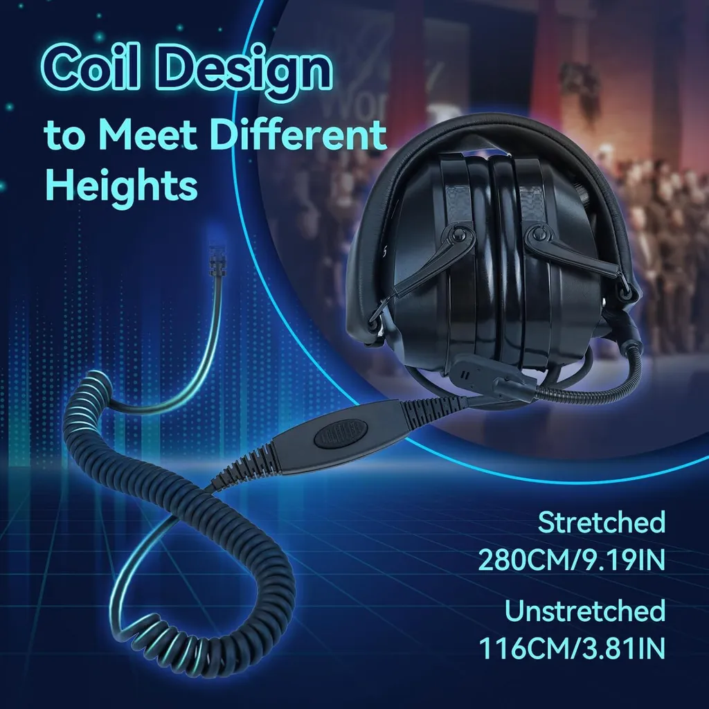Casque Antibruit Talkie Walkie avec Micro Perche et Volume Réglable
