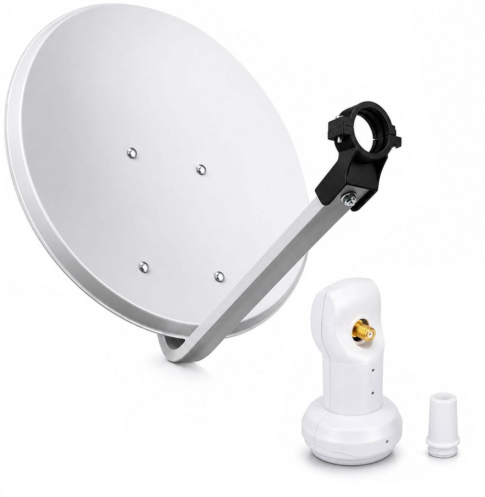 PremiumX Camping Sat Anlage 45cm Hellgrau Antenne Single Produktbild 
