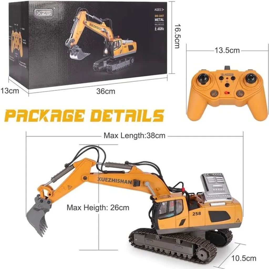 Pelleteuse RC rechargeable avec bras mobile, jouet de construction sonore - 9