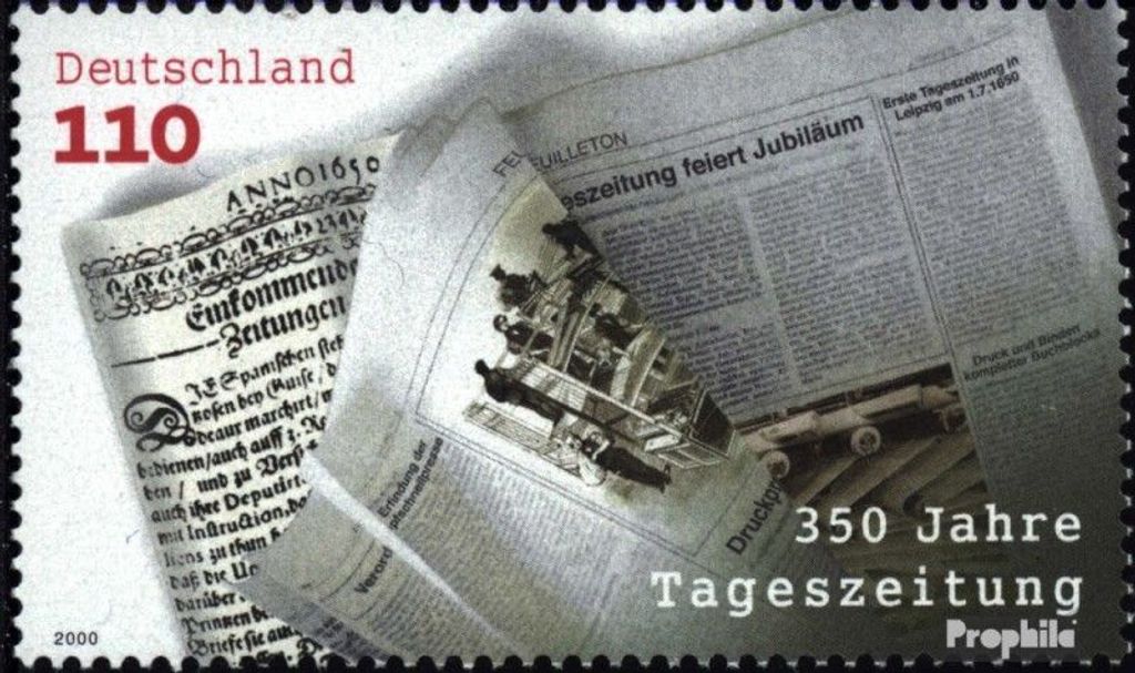 Briefmarken BRD (BR.Deutschland) 2000 Mi 2123 (kompl.Ausg.) FDC 350 Jahre Tageszeitung