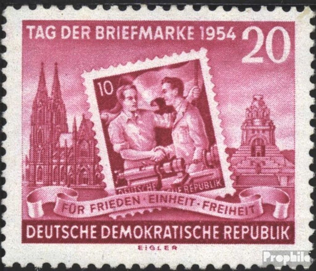 Briefmarken DDR 1954 Mi 445A (kompl.Ausg.) FDC Tag der Briefmarke