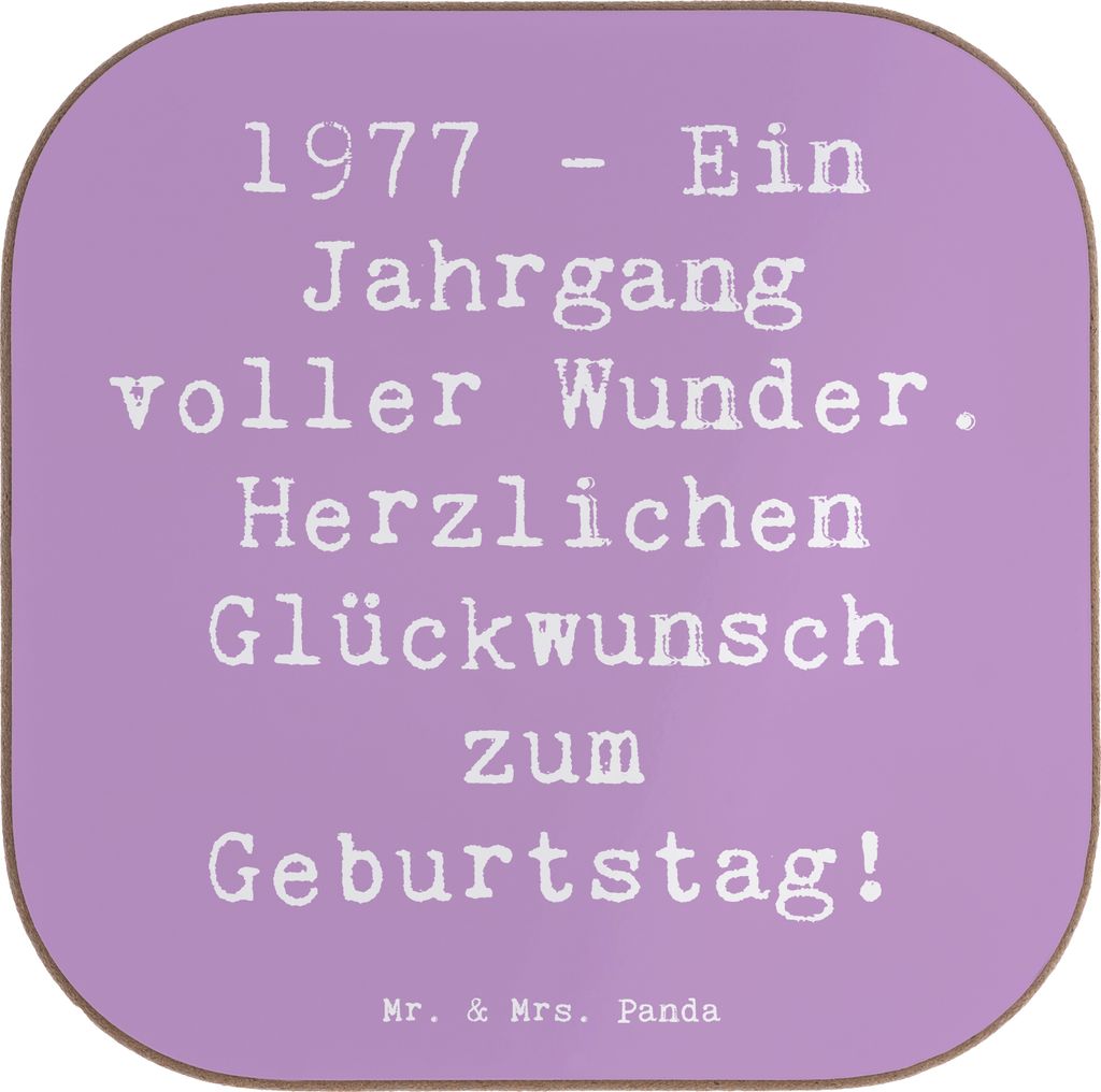 Mr. & Mrs. Panda Untersetzer für Gläser Spruch 1977 Geburtstag Wunder - Lavendeltraum - Geschenk, Geburtstagsgeschenk, Tischuntersetzer, Jubiläu...