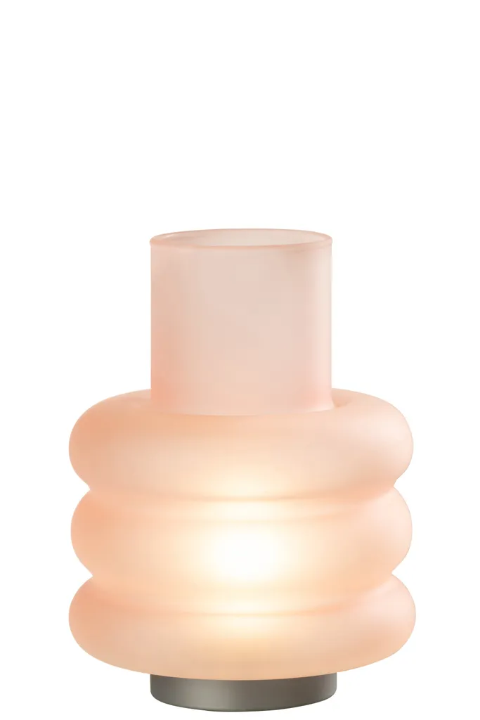Lampe de chevet LED anneaux verre rose - Pour chambre et salon cosy