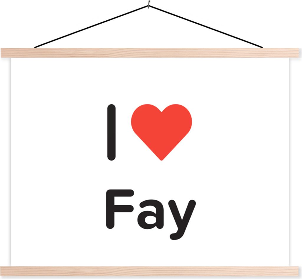 MuchoWow Textilposter Ich liebe - Fay - Mädchen 150x113 cm mit holzfarbenen Rahmen - Poster