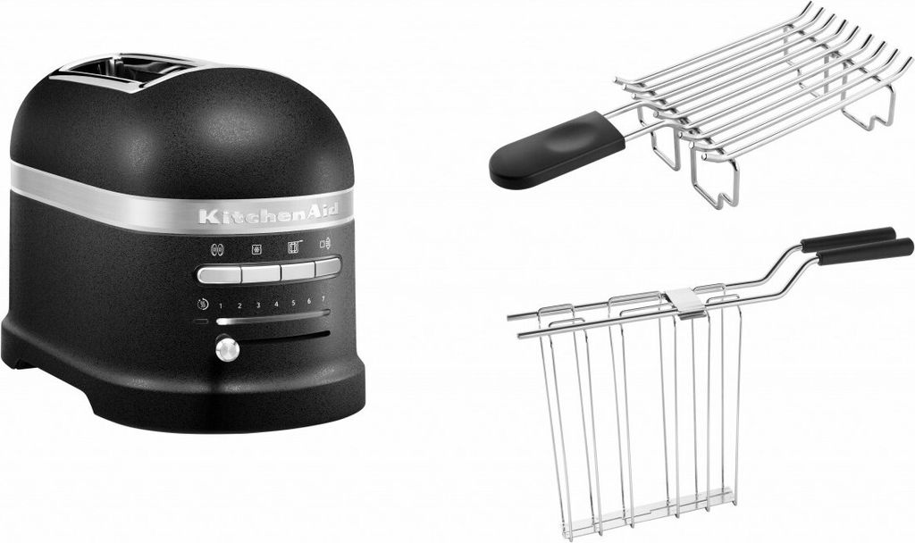 KitchenAid Paket 1, Toaster + Brötchenaufsatz Artisan 5KMT2204, Farbe:Gusseisen Schwarz