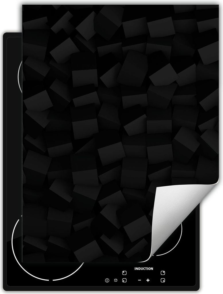 DarHaus Herdabdeckplatte Einteilig Küche Abdeckplatte für Glaskeramikkochfeld Abdeckung Induktionskochfeld Aufrollbare Matte 40x52 cm, schwarz 3D