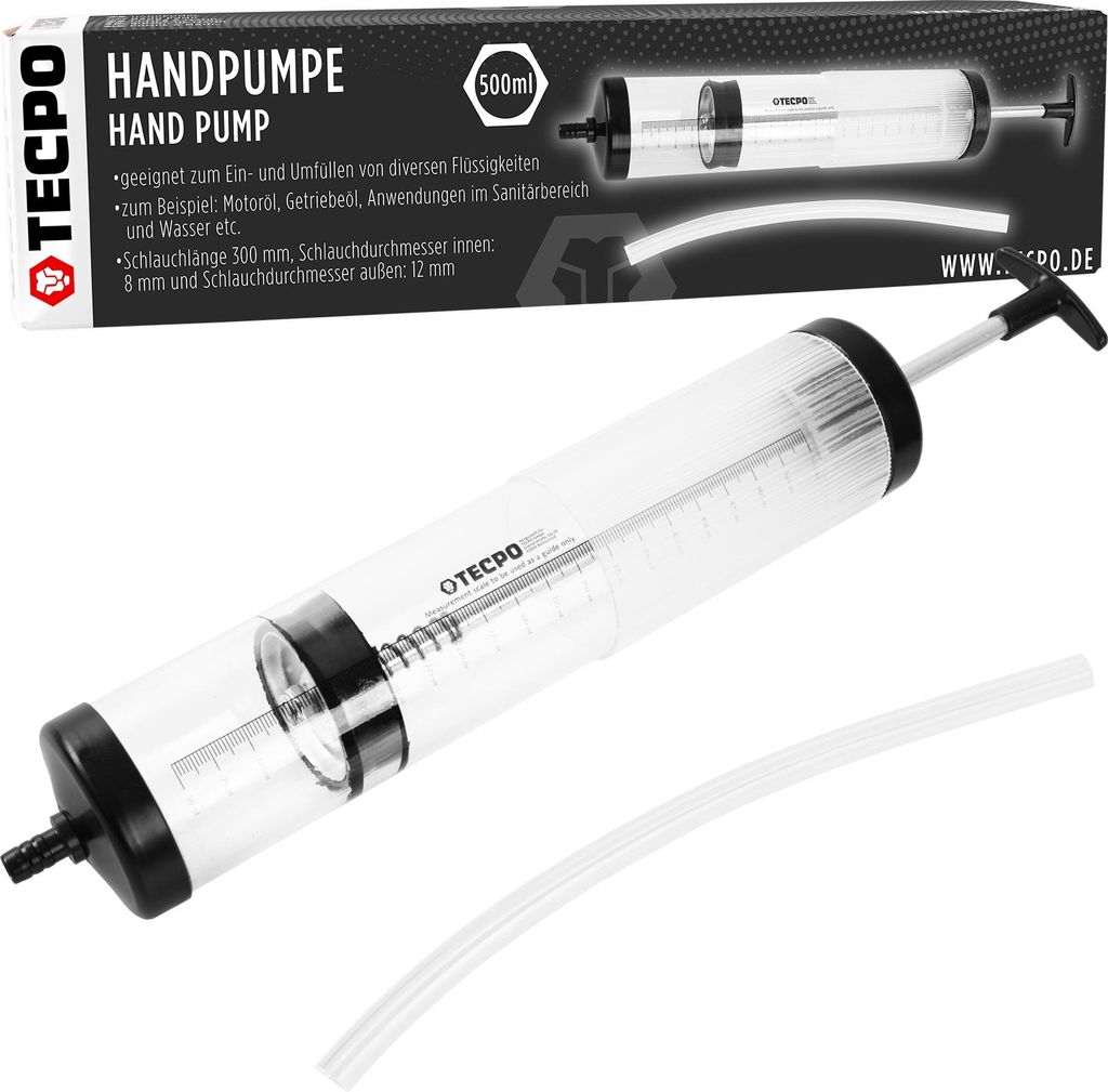 TECPO Motor Öl Wechsel Absaugpumpe Umfüllpumpe 500 ml Handpumpe